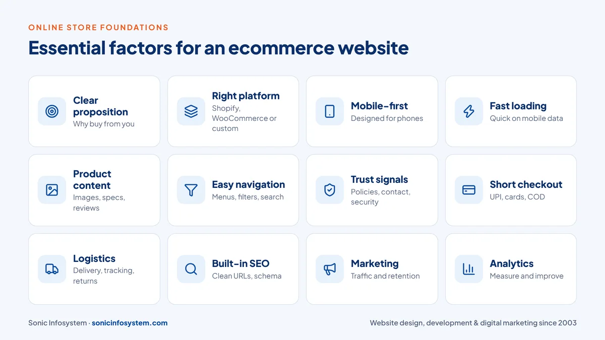 Essential factors for an ecommerce website: 12 building blocks